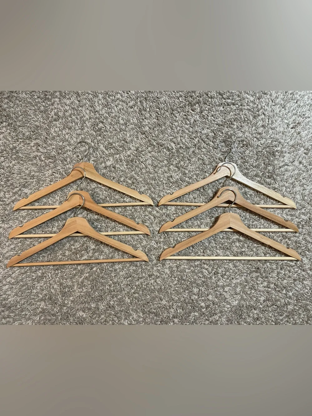 Wooden Clothing Hangers - Natural Finish (Set of 6)